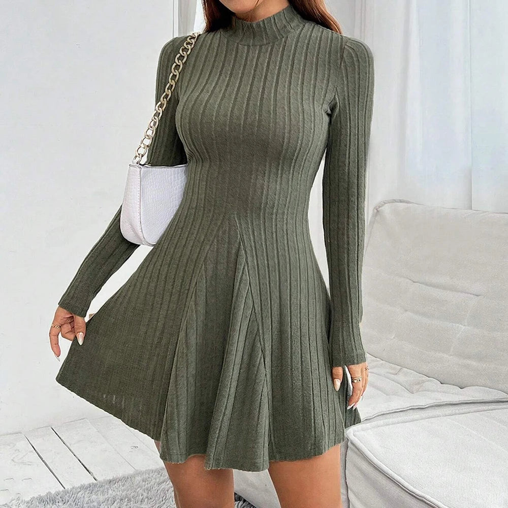 Diana Ribbed Turtleneck Dress